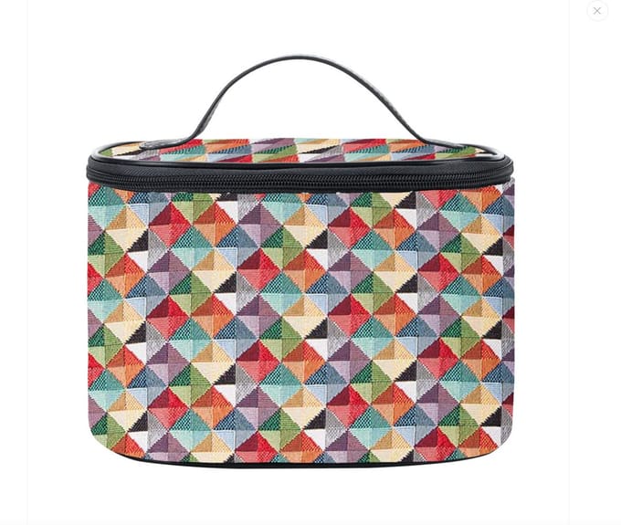 Toilettas - luxe gobelinstof - Multi Colored Triangle