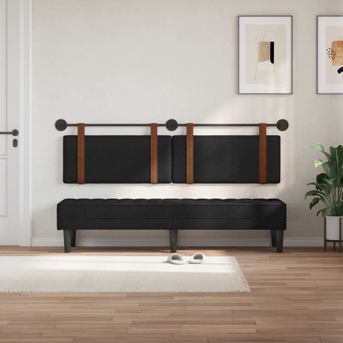vidaXL - Hangend - hoofdbord - Zwart - Antiek - PU