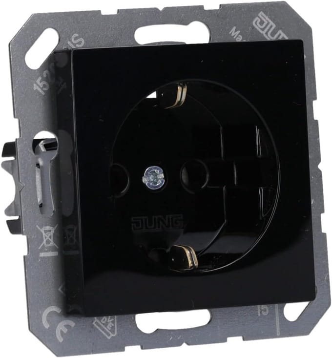 Schuko Stopcontact 16A 250V Zwart Onbreekbaar