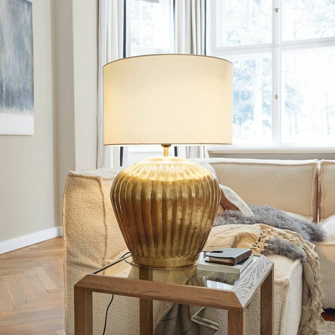 LOBERON Tafellamp Fauville goud/crème