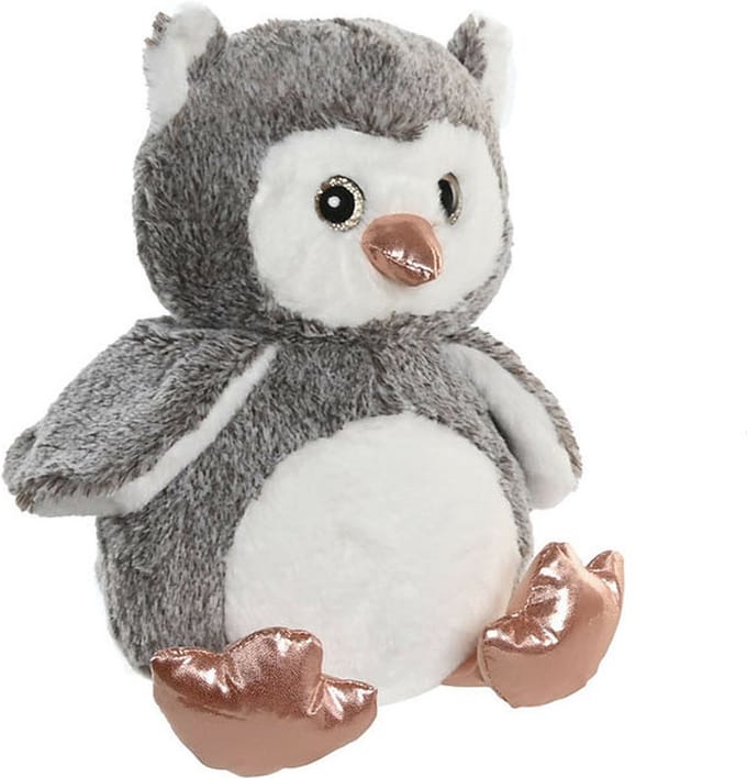 Items speelgoed Uil vogel knuffeldier van zachte pluche - grijs - 23 cm