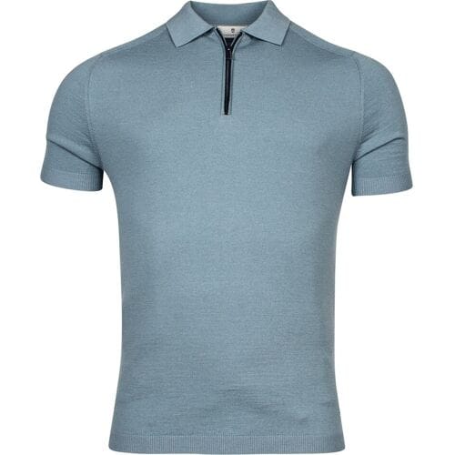 Thomas Maine Pullover Polo Half Zip Short Sleeve Single & Rib Knit Grijsblauw / male