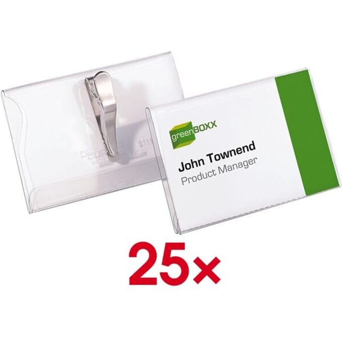 DURABLE Naambord met krokoklem, transparant, kunststof, 25/VE 75 x 40 mm