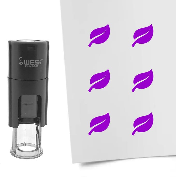 CombiCraft Stempel blaadje 10mm rond paarse inkt - per 1 stuk