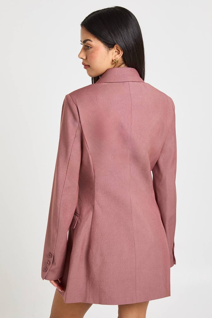 boohoo Dames Schoudervulling Blazer Jurk | Dusty Mauve | Maat: 40