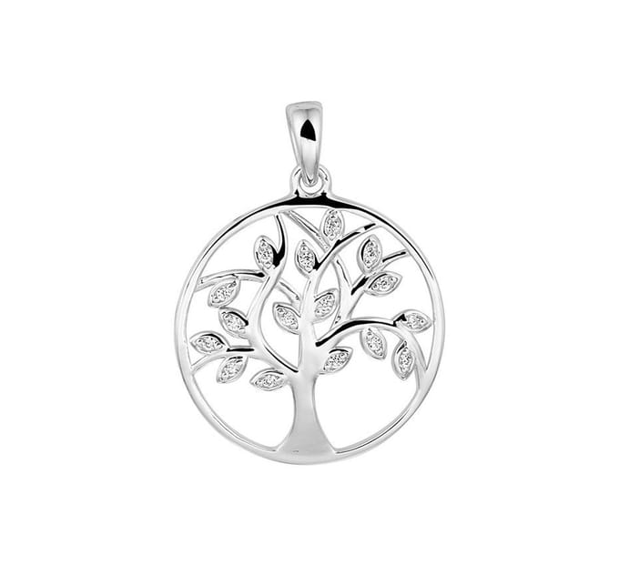 Zilver Gerhodineerde Hanger levensboom zirkonia 1333433