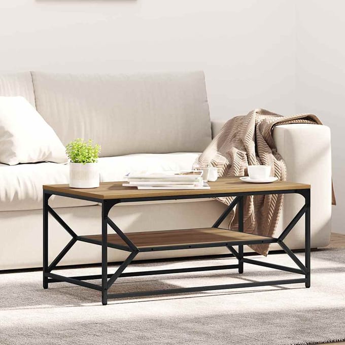 vidaXL - Salontafel - Artisan - Eiken - 90 - x - 50 - x - 40 - cm