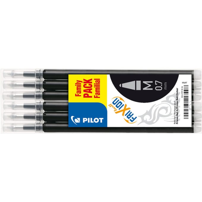 Set van 6 - Vulling FriXion Ball 0.7 - Zwart - Medium penpunt