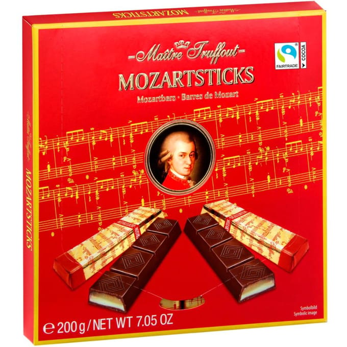 MaitreTruffout Mozartsticks Luxe Chocoladerepen met Marsepein en Noga 200 g