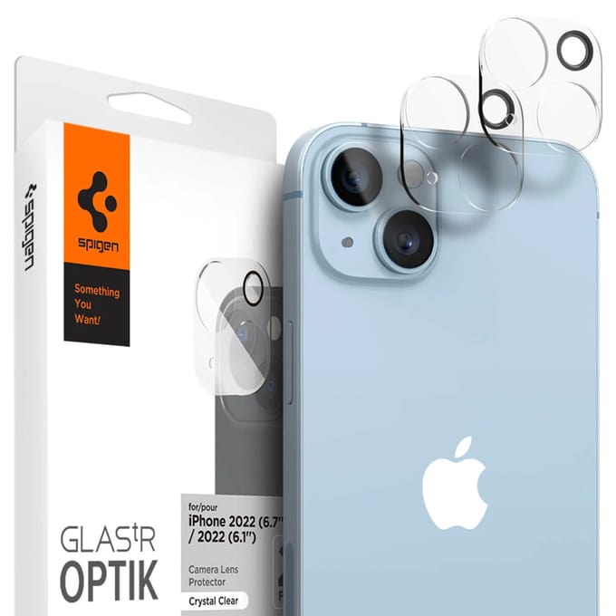 Spigen GLAStR Optik Camera Lens Protector - Camera eiland bescherming (2-pack) voor de Apple iPhone 14 / 14 Plus