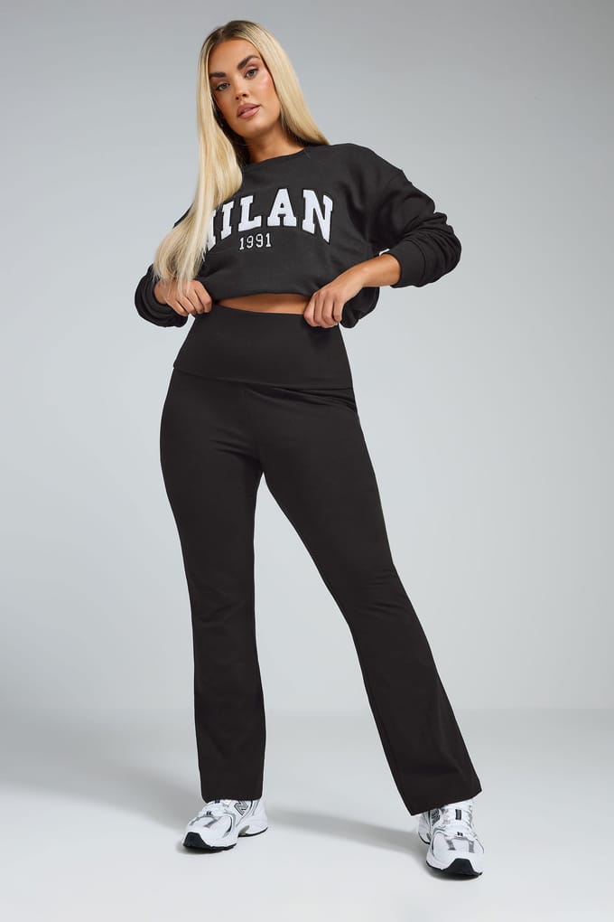 Limited Collection Flared Legging Met Omslag In Zwart Size 40