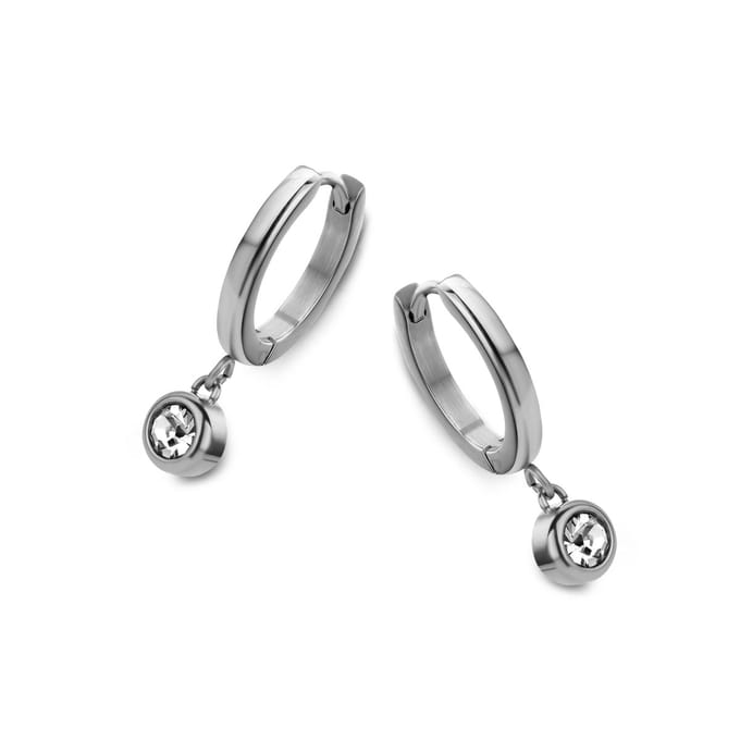 CO88 Collection Sparkle 8CE-70108 Stalen Oorringen - Hart 6 mm - Zilverkleurig
