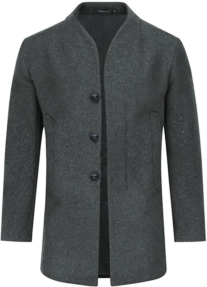 ALLTHEMEN Heren Winterjas Slim Fit Business Coat - Lang Wollen Jas - S