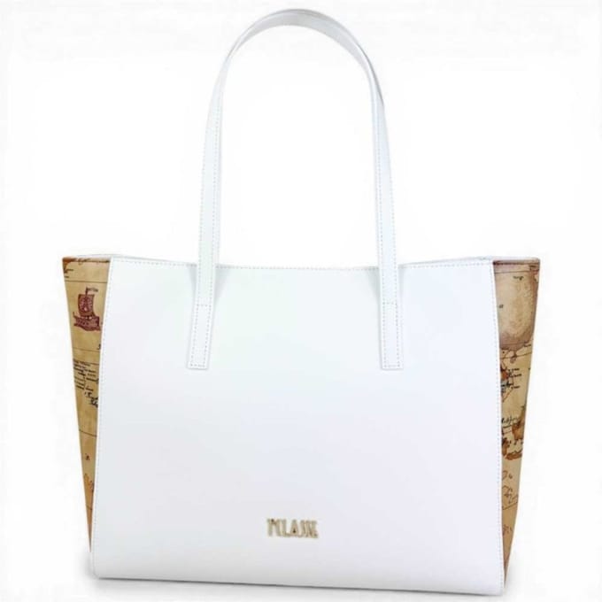 Alviero Martini 1 Classe Winkelmand Monogram Vrouw Wit met All-Over Logo en Geo Details
