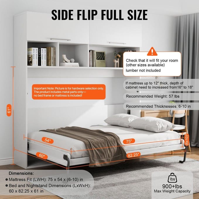 Murphy Bed Kit Volledig Luxe Doe-het-zelf Wandbed Mechanische Hardware Kit Klapbaar
