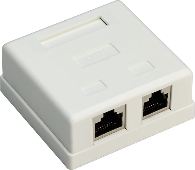 Goobay Netwerkaansluitdoos CAT 6 wit met 2 RJ45-poorten, STP afgeschermd