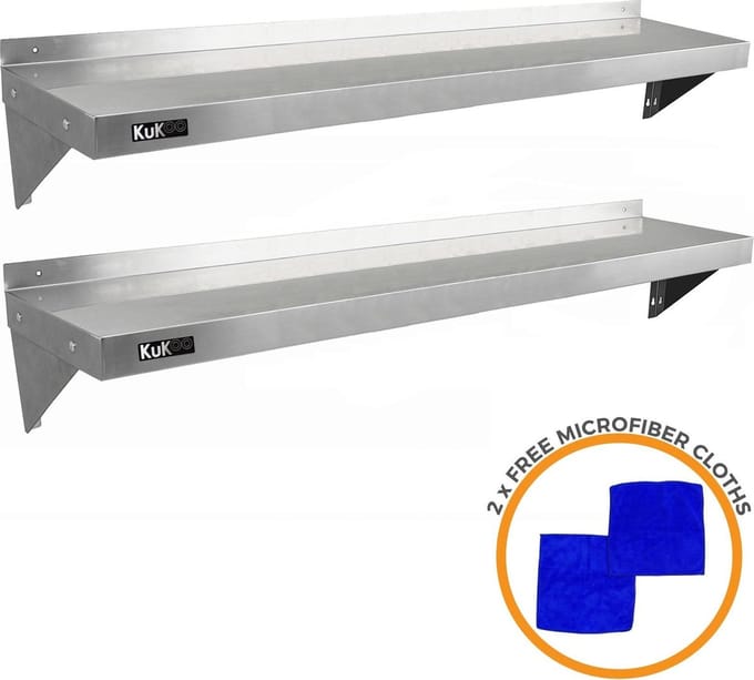 2x wandschap - rvs - 150cm x 30cm - inclusief 2 microvezeldoeken