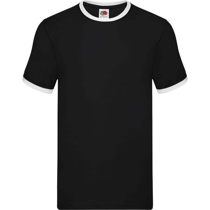 Fruit of the Loom Heren Ringer Contrast T-shirt (Zwart/Wit)