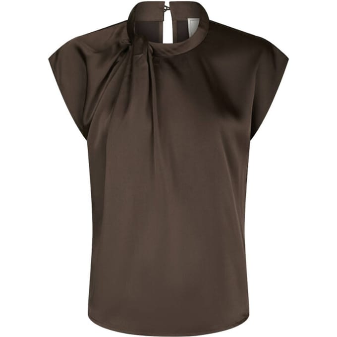 Blousetop van satijn met knoopdetail model 'Fleur Drapy'