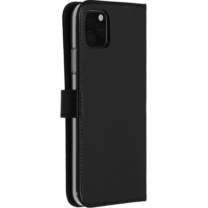 Selencia Hoesje - Geschikt voor Apple iPhone 11 Pro Max - Echt Lederen Bookcase - Zwart