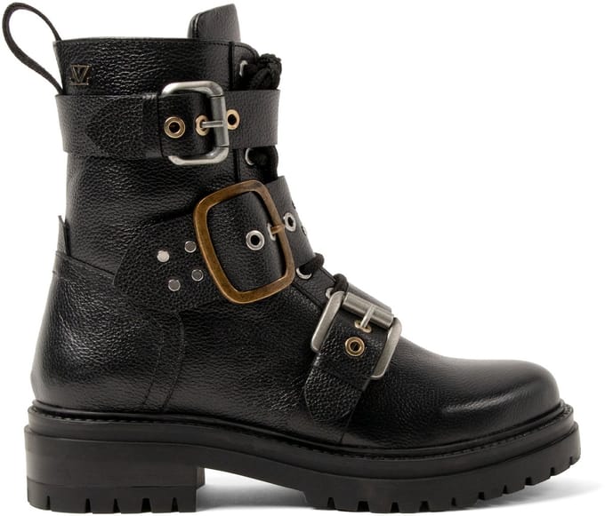 Lazamani - Abby Dames Biker Boots Leer Black - Maat 41