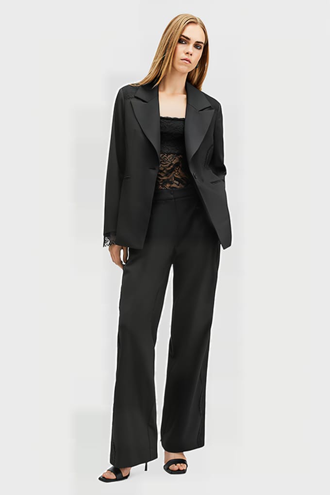 AllSaints Lacey Trouser Black Größe: 4 | Ausgestellte Hosen Outlet | Damen | Schwarz