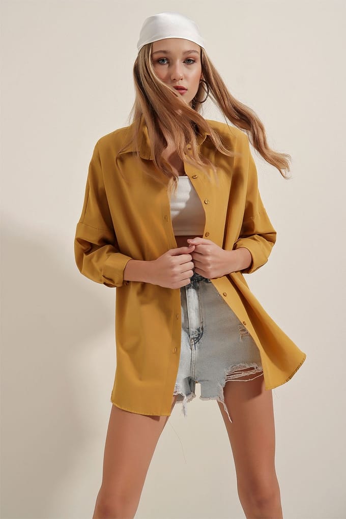 Oversized Overhemd met Lange Mouwen van Poplin