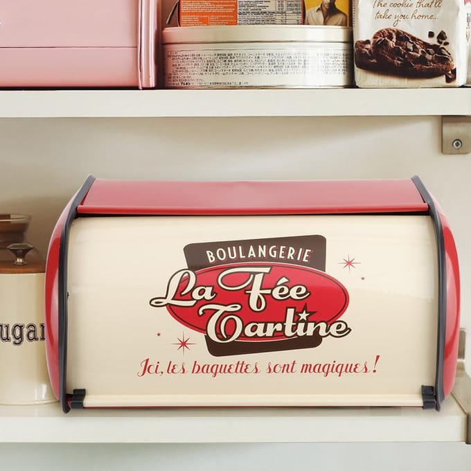 Organisateur de stockage de cuisine de conteneur de support de boîte à pain en métal de grande capacité rouge