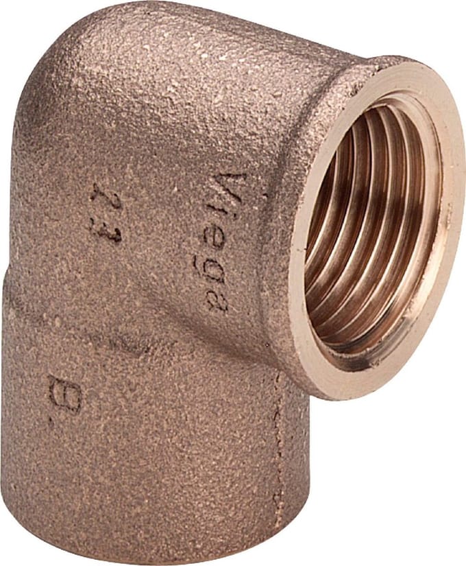 Viega Overgangsbocht 90 graden, d 15mm, Rp 1/2 roodkoper Model 94090G, 100667