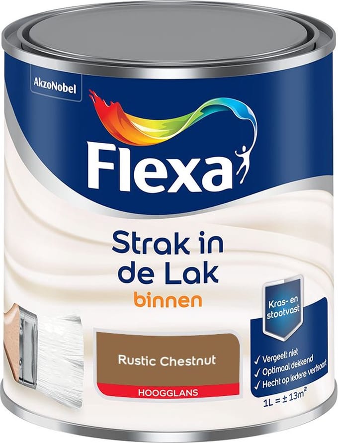 Flexa - Strak In De Lak Binnenlak Hoogglans - Rustic Chestnut - Mengverf - 1 L