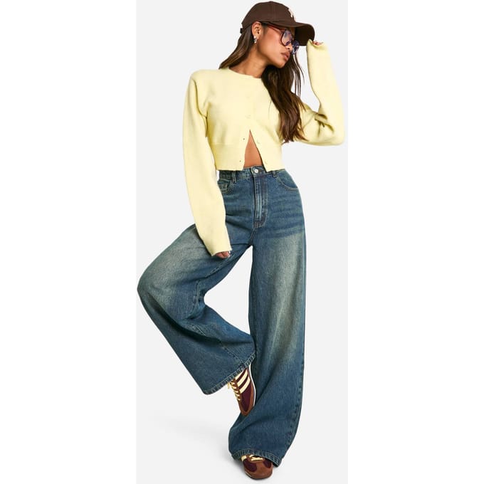 boohoo Dames De Straight Leg Jeans | Mid Blue | Maat: 14/32L