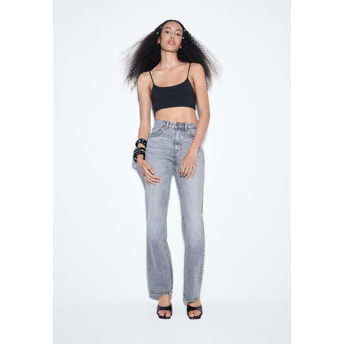 Stradivarius D98 Jeans straight-leg vintage effect  DONKERGRIJZE DENIM WASSING 36