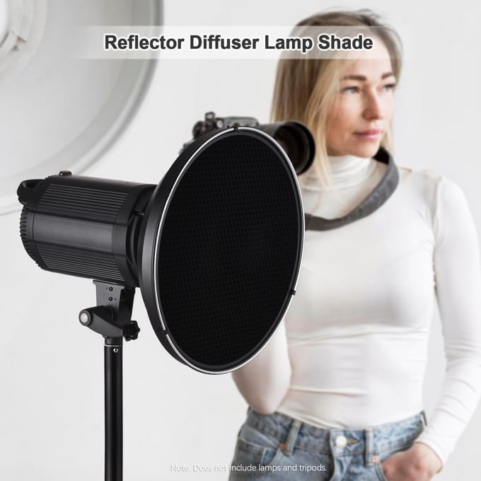 30cm 11,8in Standaard Reflector Beauty Dish Bowens Mount met Witte Diffusor Reflector Honingraat Grid voor Studio Silver Inner Surface