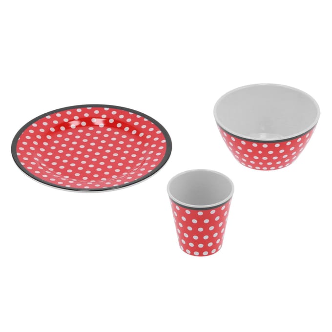 Assiette à fruits Bol Tasse Kit Motif Point Rouge Service de table Accessoire de cuisine ménager white
