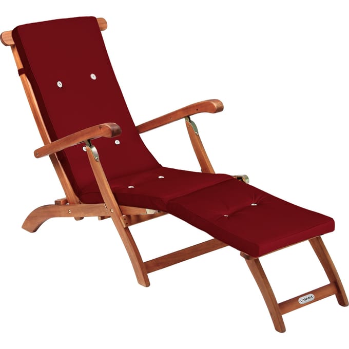 Ligbed Queen Mary® acaciahout FSC®-gecertificeerd incl kussen Rood