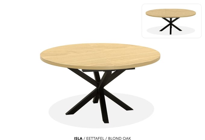 Maxfurn - Ronde uitschuiftafel 140/180 | Zeer krasvast | Kleur: Blond oak