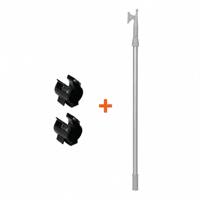 Telescopische Bootshaak met 2 Klemmen – Aluminium Pikhaak – Uitschuifbaar 60-91 cm – Ø 30 mm