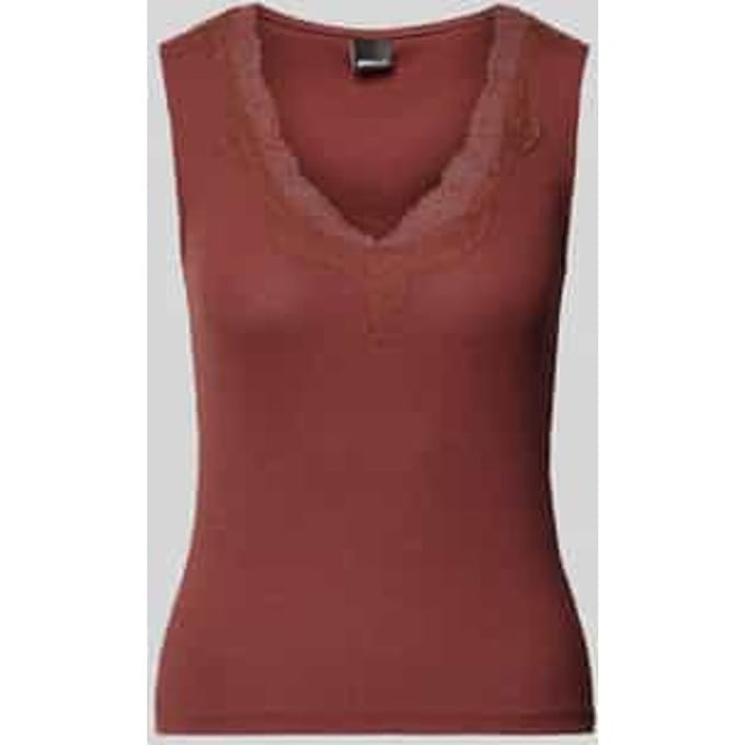 Top met bandjes met V-hals en Kant