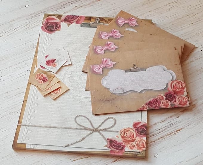 Briefpapier met enveloppen en sluitstickers - Set Rozen