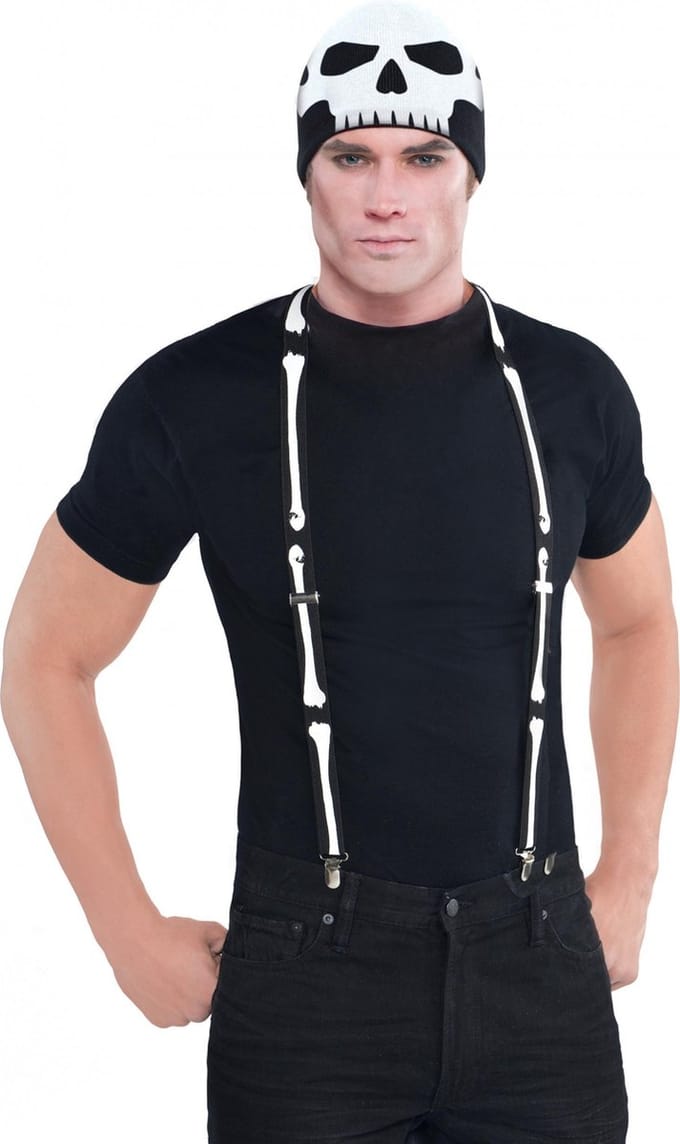 Amscan Bretels Black & Bone Polyester Zwart/wit One-size