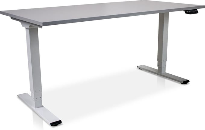 Zit-sta bureau elektrisch verstelbaar - MRC COMFORT NEN-EN 527 | 160 x 80 cm | frame wit - blad grijs