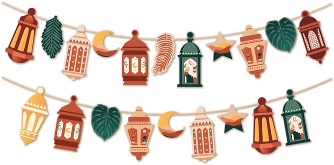BTH - Eid Mubarak Slingers - Ramadan Decoratie - Suikerfeest - Versiering - Gekleurd