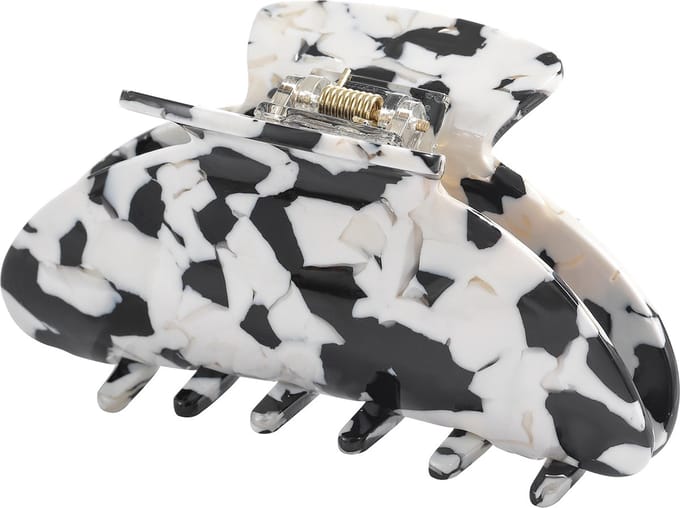 Emilie collection - haarklem - marmer print- zwart - wit