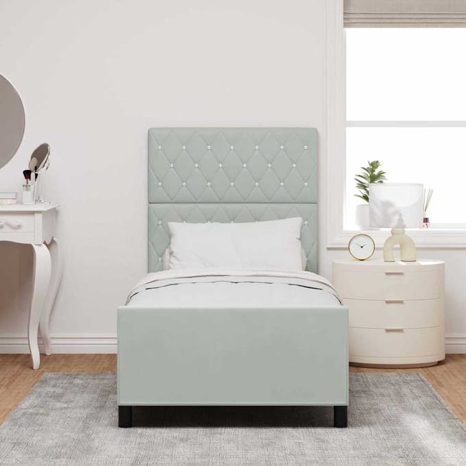 vidaXL - Boxspring - bed - met - hoofdeinde - Lichtgrijs - 100 - x - 200 - cm - Fluweel