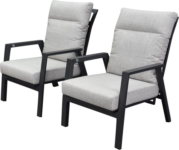 Barolo lounge balkonset 2 delig verstelbaar antraciet aluminium