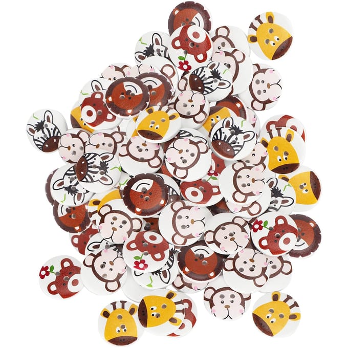 20mm houten knopen cartoon dier 2 gaten naaiknoop kinderkleding accessoires