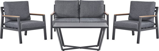DELIA - Loungeset voor 4 - Donkergrijs - Aluminium
