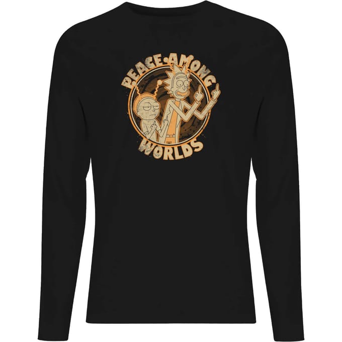 Rick and Morty Peace Among Worlds Unisex Long Sleeve T-Shirt - Black - S