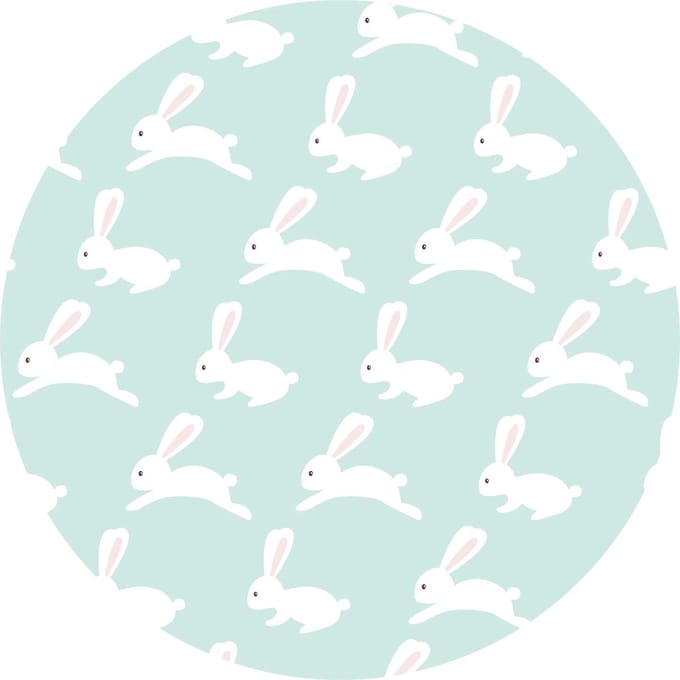 Vinyl | Vloerkleed vinyl rond | Konijn | 95 cm Rond