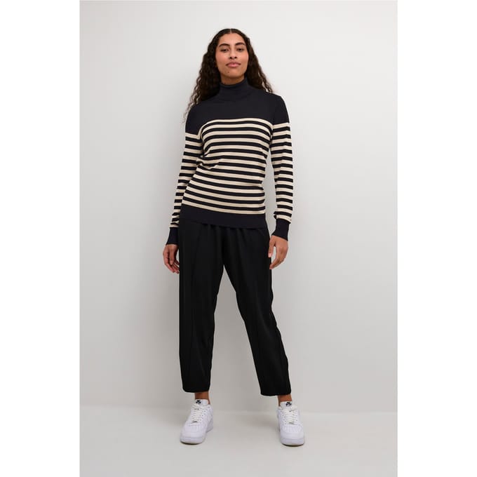 Kaffe Trui Kalizza Striped Roll Neck 10509063 106347 Black/feather Gray Dames Maat - S